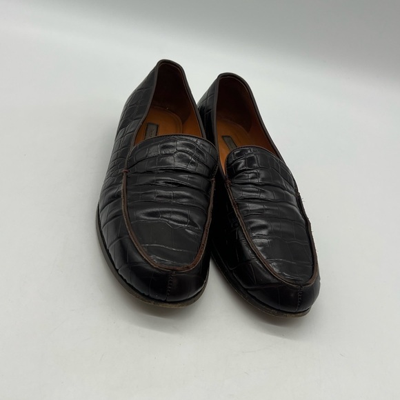 Emma Parsons Women’s 39 US 8.5 Brown Crocs Skin Leather Slip On Loafers Shoes. - Picture 1 of 16